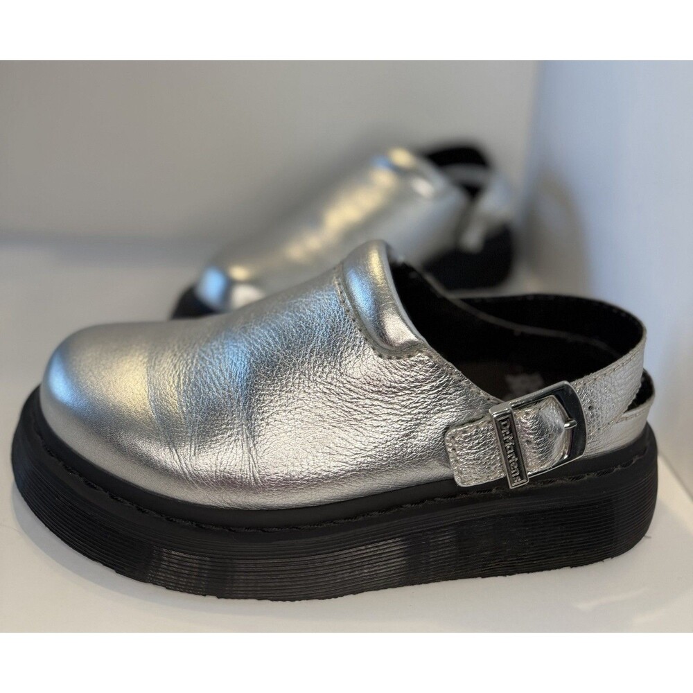 Dr Martens Air Wair Laketen Silver Metallic Leather Shoes Women Size 8